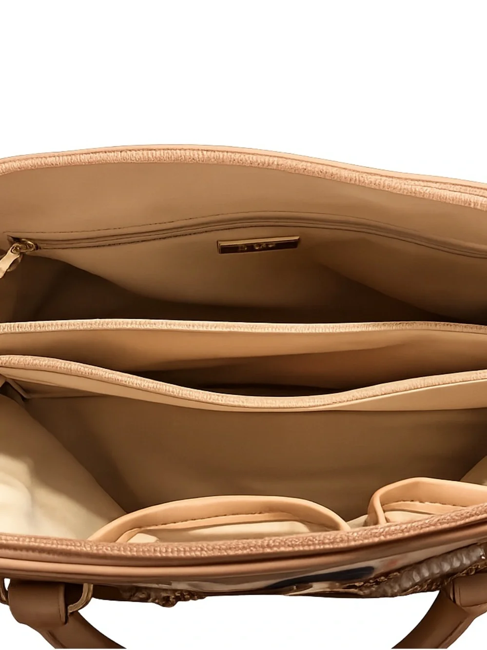 Floral Satchel Handbag in Cream and Tan